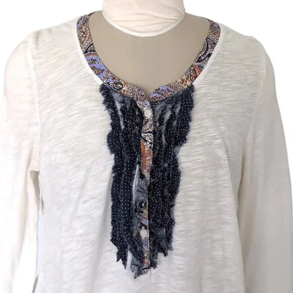 Anthropologie Postmark Ruffle Henley Top - Picture 6 of 6